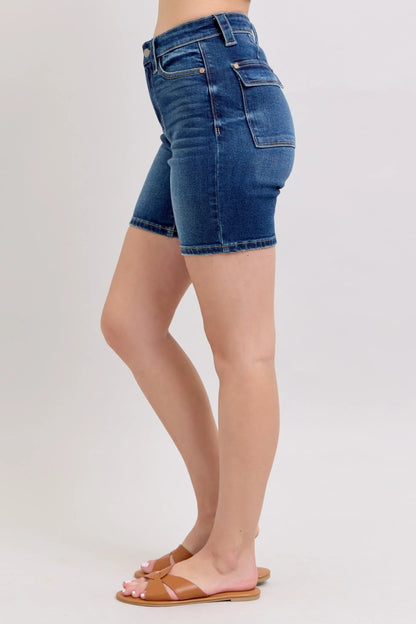 Judy Blue Full Size High Waist Bermudas Jeans W/ Back Flap Pockets - Bitsy Gypsy Boutique