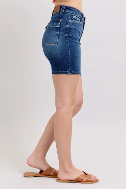 Judy Blue Full Size High Waist Bermudas Jeans W/ Back Flap Pockets - Bitsy Gypsy Boutique