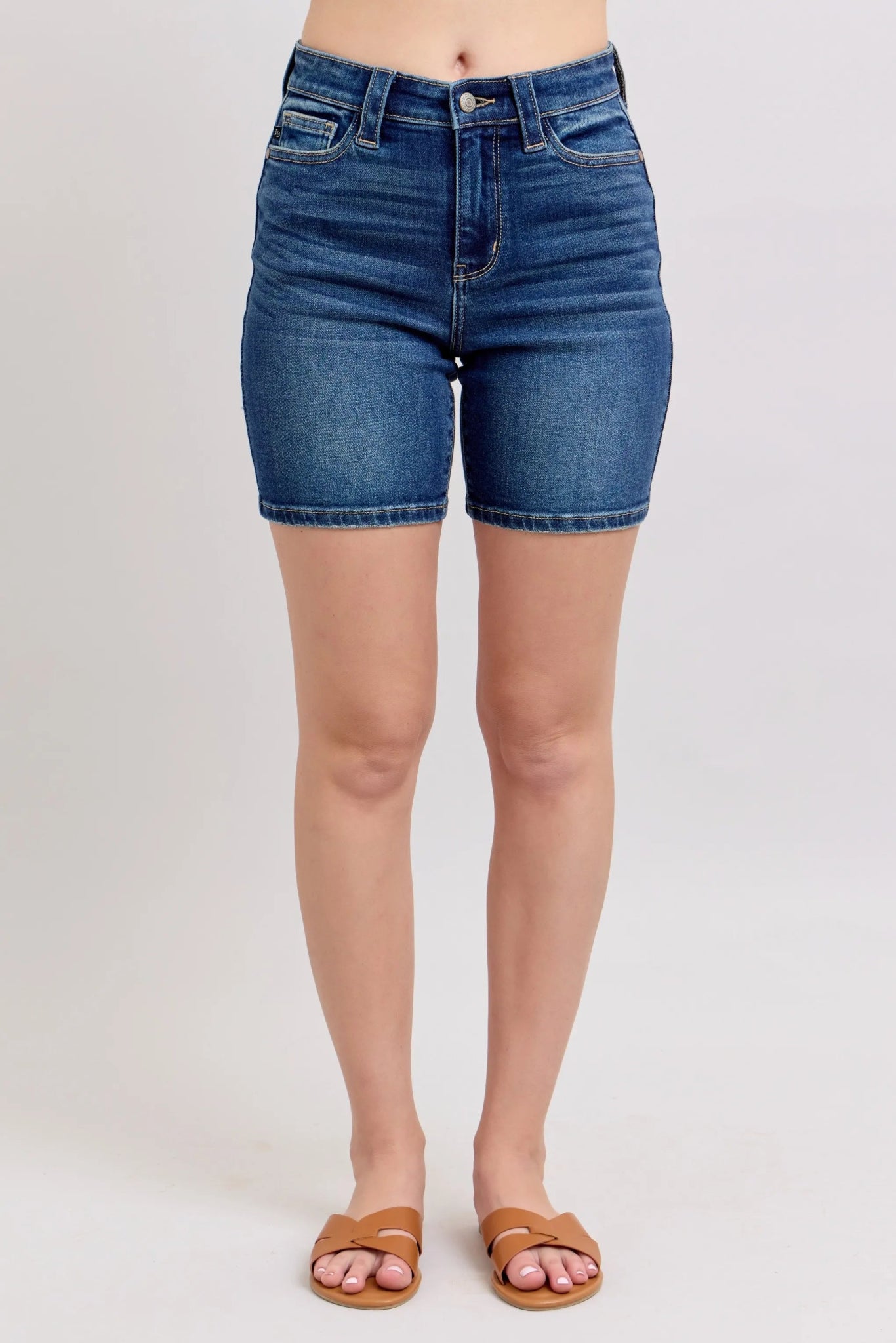Judy Blue Full Size High Waist Bermudas Jeans W/ Back Flap Pockets - Bitsy Gypsy Boutique