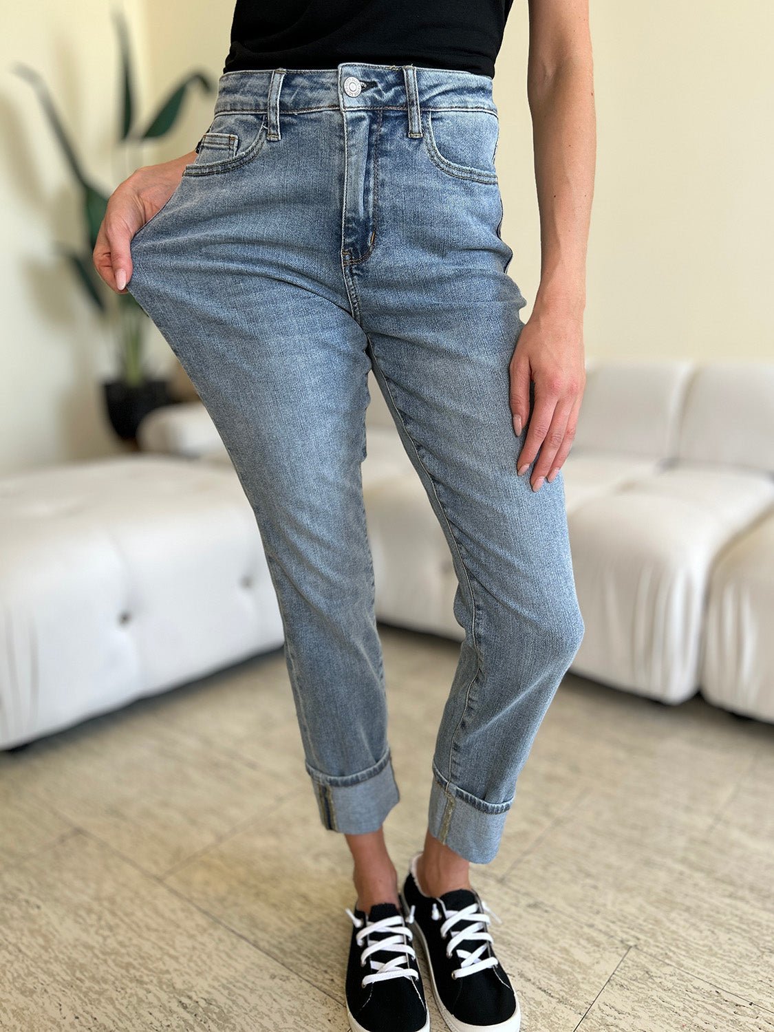 Judy Blue Full Size High Waist Cuff Hem Jeans - Bitsy Gypsy Boutique