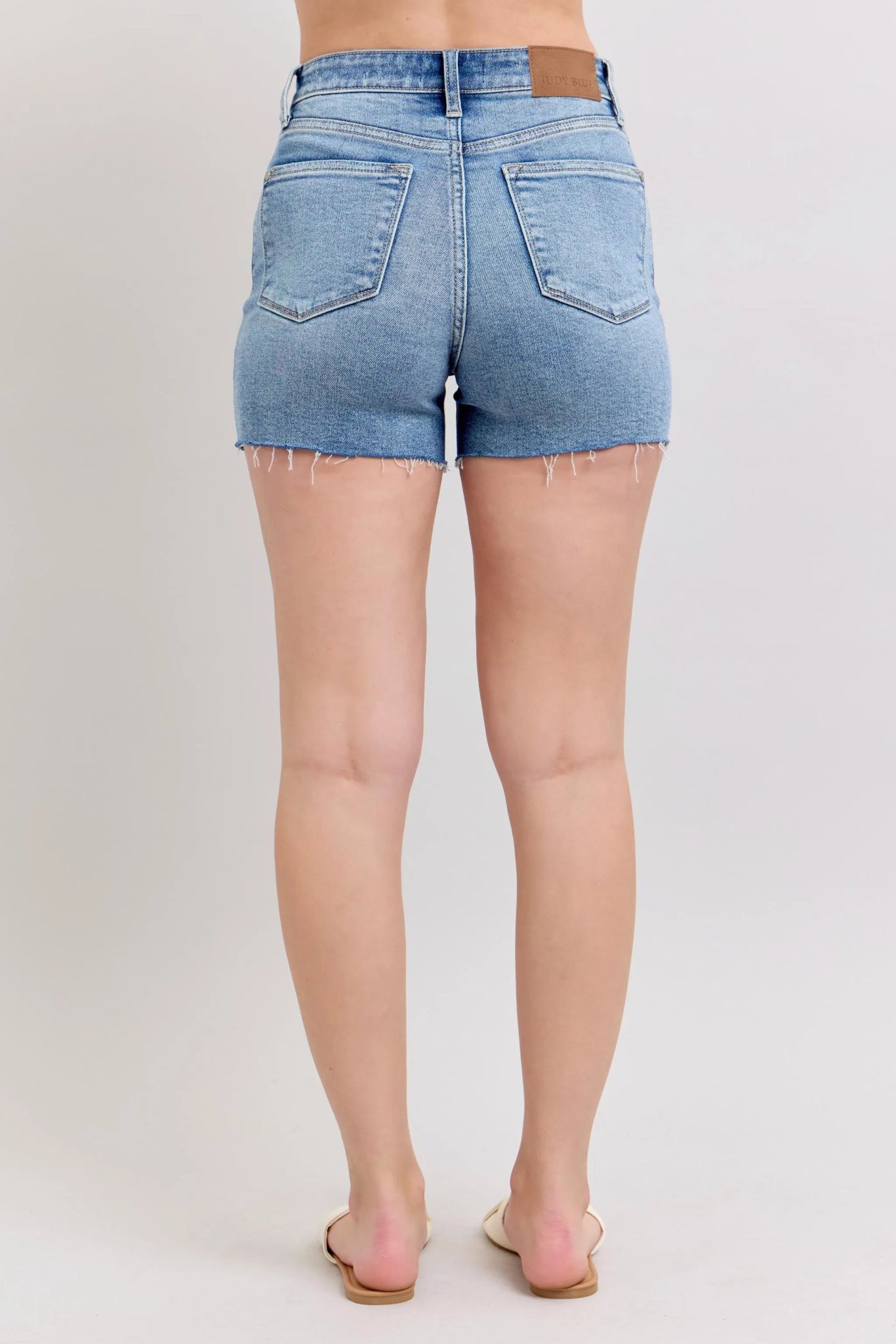 Judy Blue Full Size High Waist Denim Shorts W/stitch Over Destroy Detail - Bitsy Gypsy Boutique