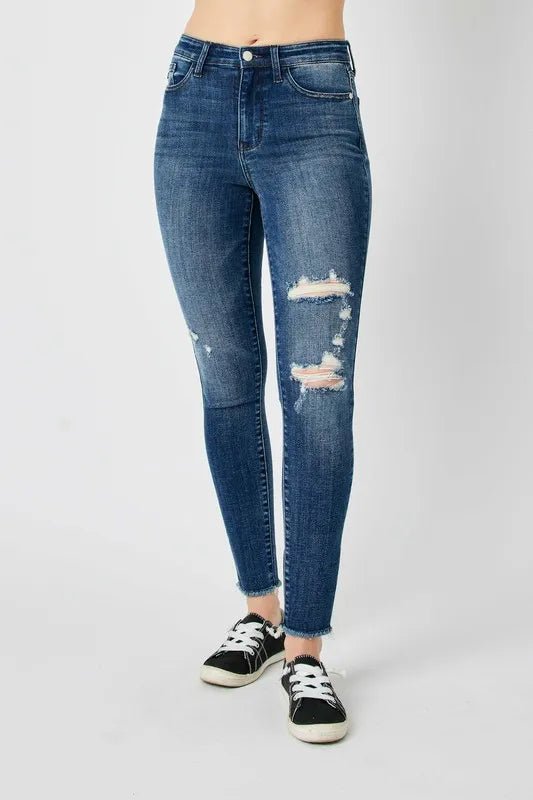 Judy Blue Full Size High Waist Distressed Skinny Jeans - Bitsy Gypsy Boutique