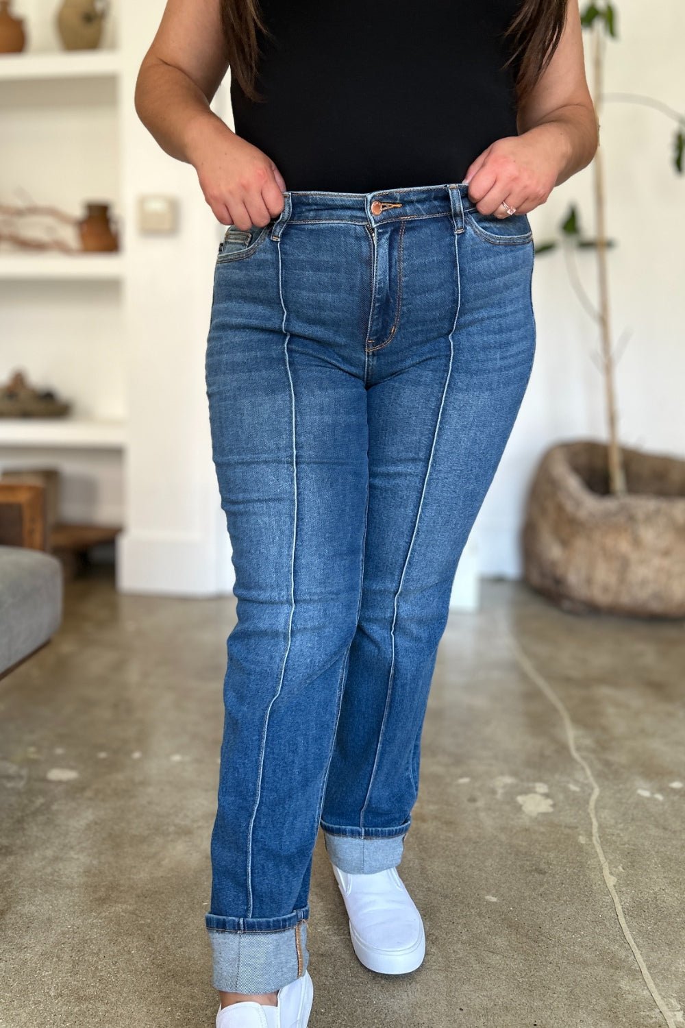 Judy Blue Full Size High Waist Front Seam Detail Straight Jeans - Bitsy Gypsy Boutique