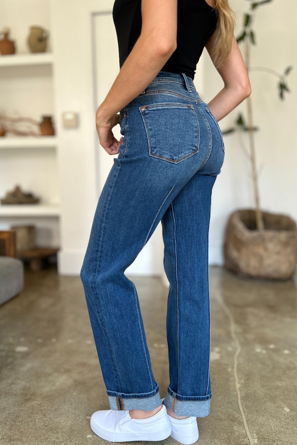 Judy Blue Full Size High Waist Front Seam Detail Straight Jeans - Bitsy Gypsy Boutique