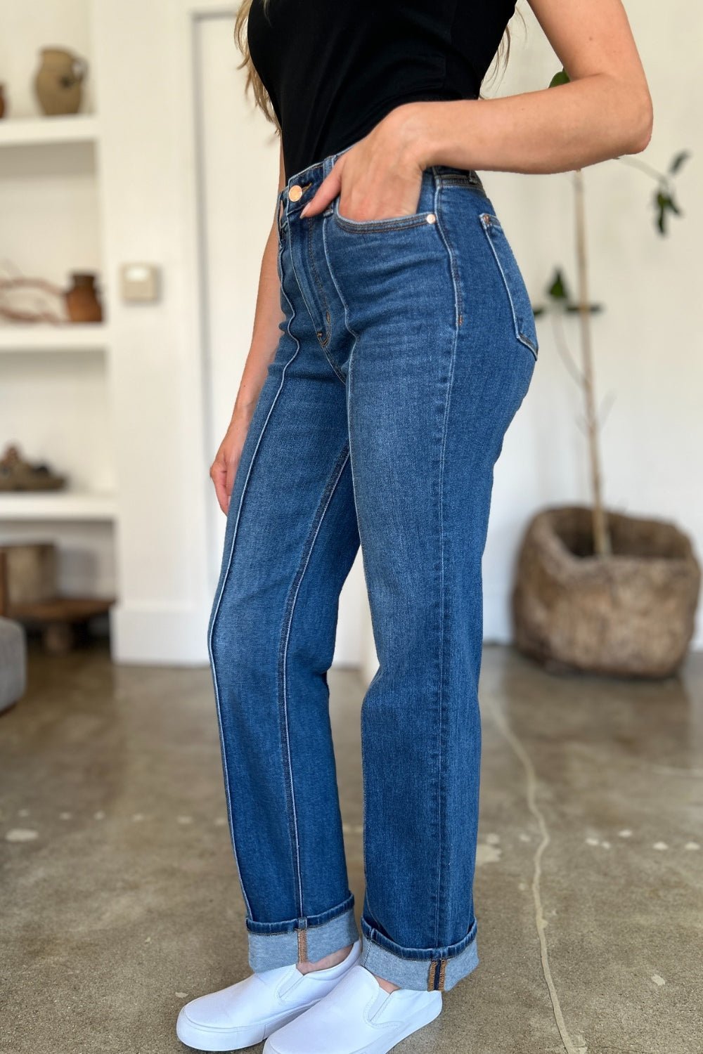 Judy Blue Full Size High Waist Front Seam Detail Straight Jeans - Bitsy Gypsy Boutique