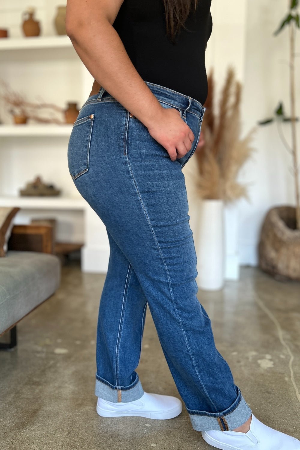 Judy Blue Full Size High Waist Front Seam Detail Straight Jeans - Bitsy Gypsy Boutique