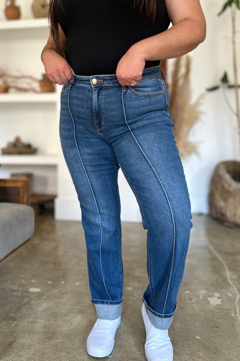 Judy Blue Full Size High Waist Front Seam Detail Straight Jeans - Bitsy Gypsy Boutique