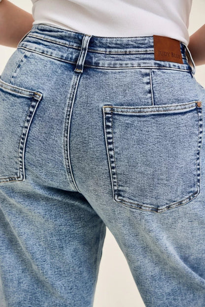 Judy Blue Full Size High Waist Marlow Arc Leg Jeans with Double Waistband Plus Size - Bitsy Gypsy Boutique
