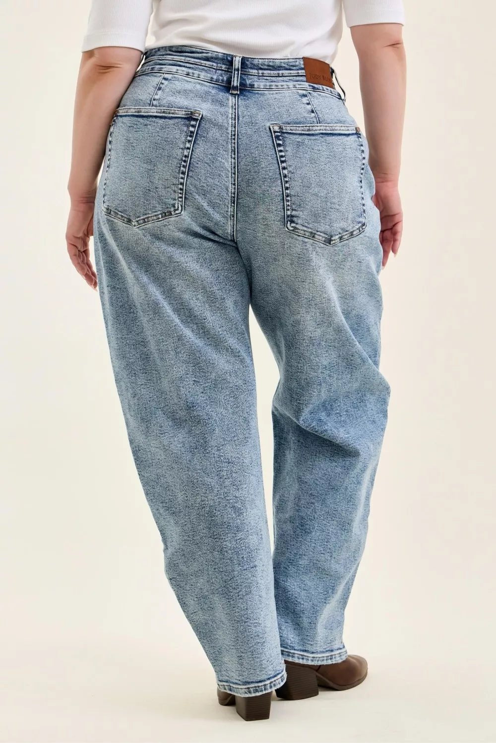Judy Blue Full Size High Waist Marlow Arc Leg Jeans with Double Waistband Plus Size - Bitsy Gypsy Boutique