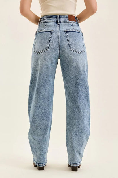 Judy Blue Full Size High Waist Marlow Arc Leg Jeans with Double Waistband Plus Size - Bitsy Gypsy Boutique