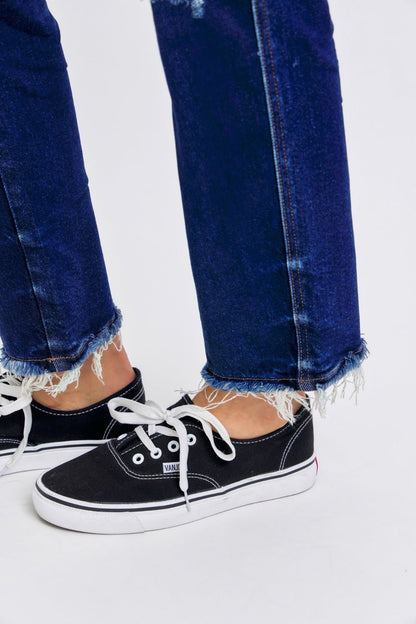 Judy Blue Full Size High Waist Rigid Magic Heavy Destroy Straight Jeans - Bitsy Gypsy Boutique