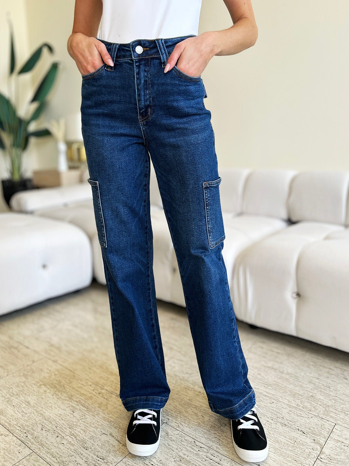 Judy Blue Full Size High Waist Straight Cargo Jeans - Bitsy Gypsy Boutique