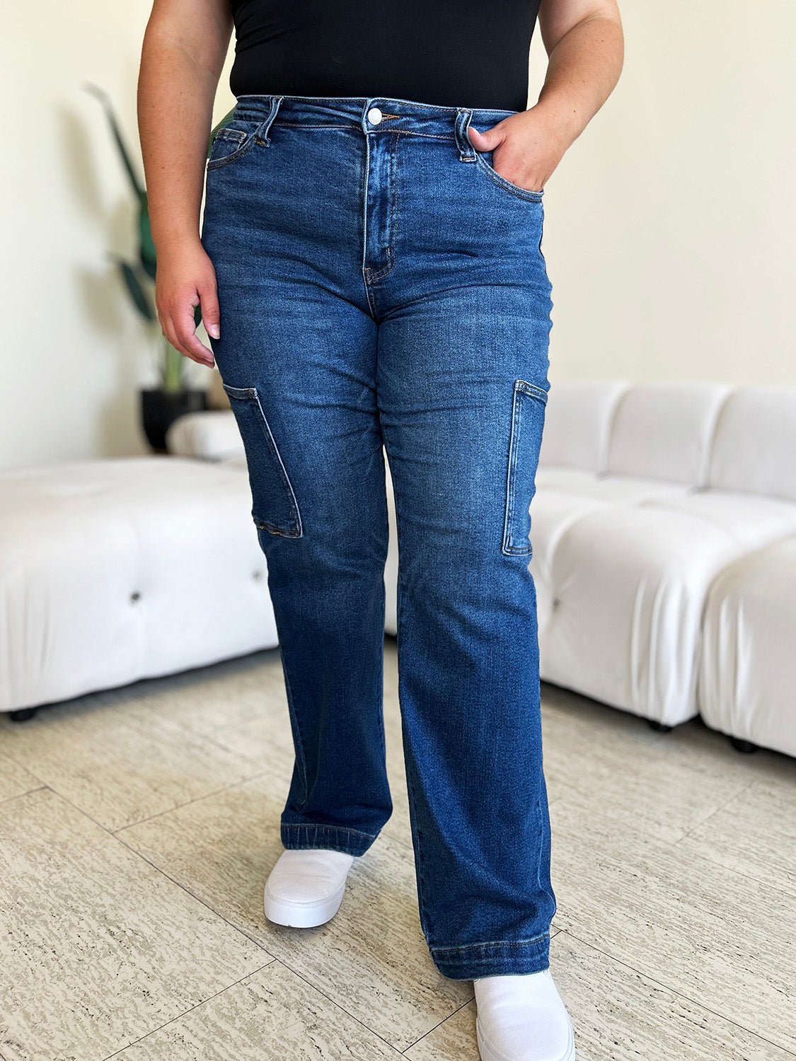 Judy Blue Full Size High Waist Straight Cargo Jeans - Bitsy Gypsy Boutique