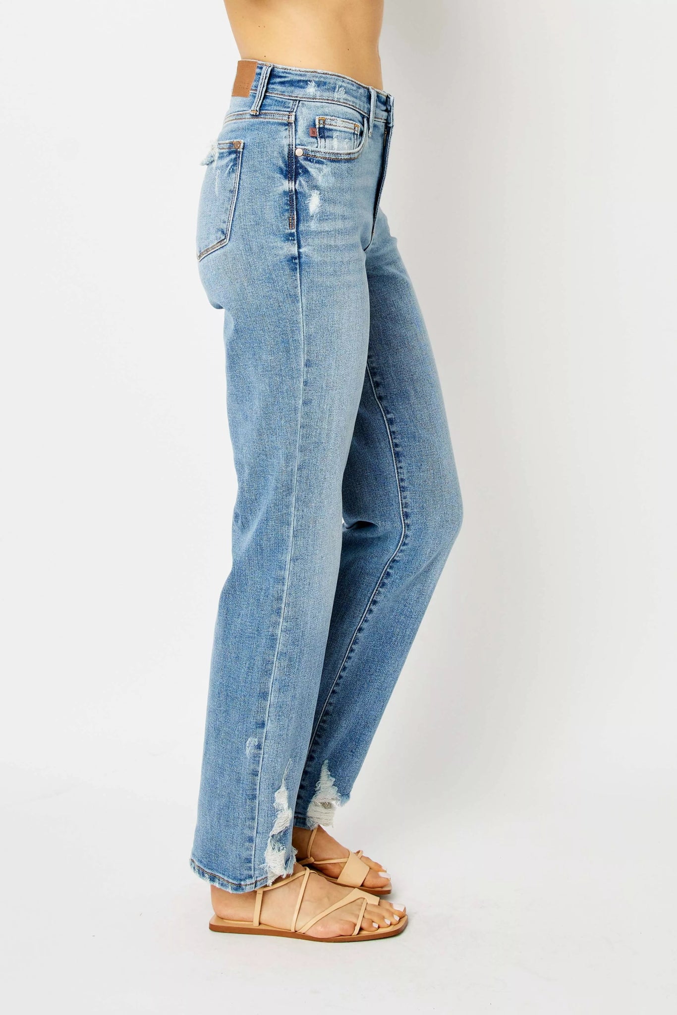 Judy Blue Full Size High Waist Straight Jeans with Heavy Destroy Plus Size - Bitsy Gypsy Boutique