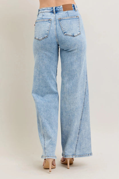 Judy Blue Full Size High Waist Wide Leg Jeans with Skewed Inseam - Bitsy Gypsy Boutique