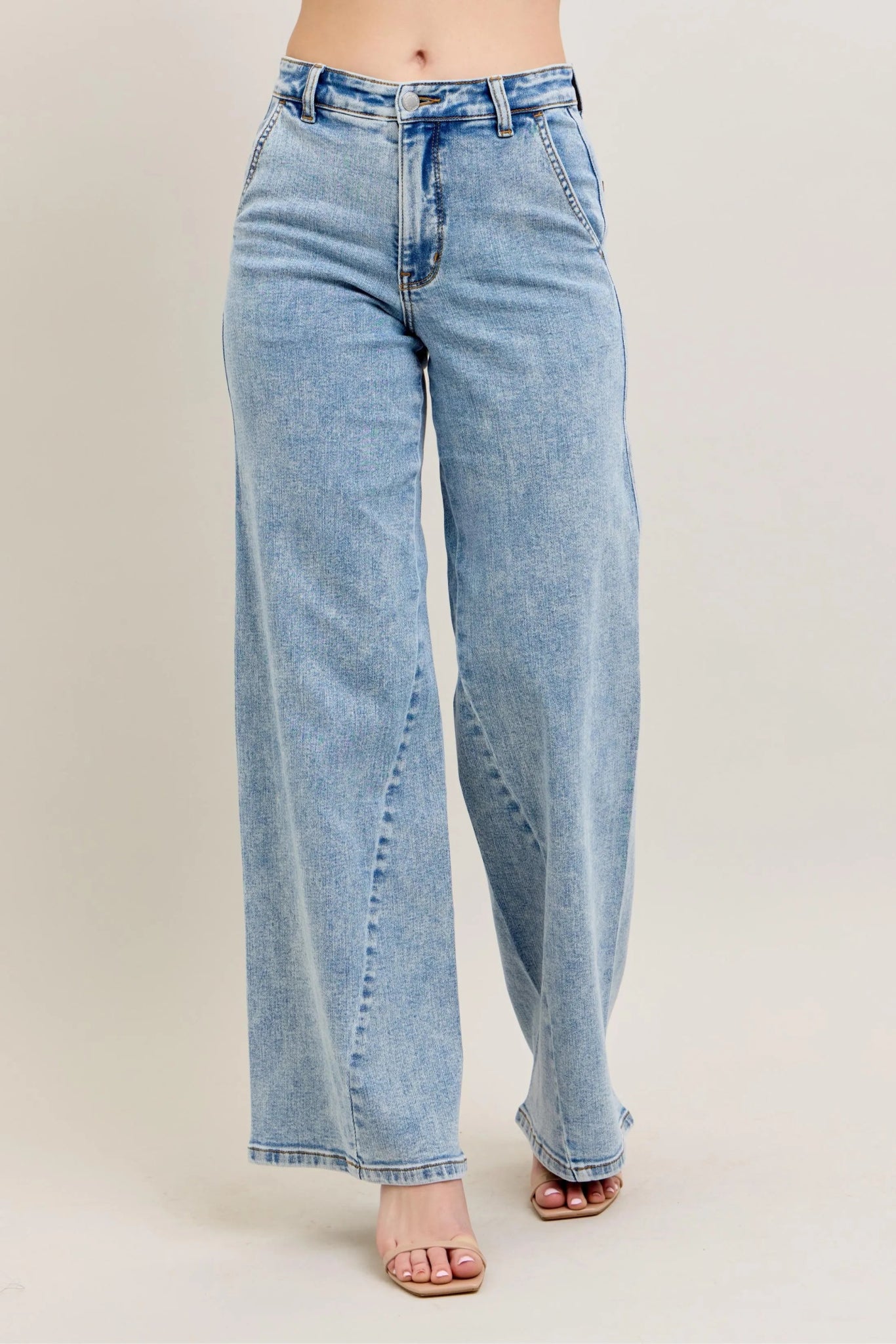 Judy Blue Full Size High Waist Wide Leg Jeans with Skewed Inseam - Bitsy Gypsy Boutique