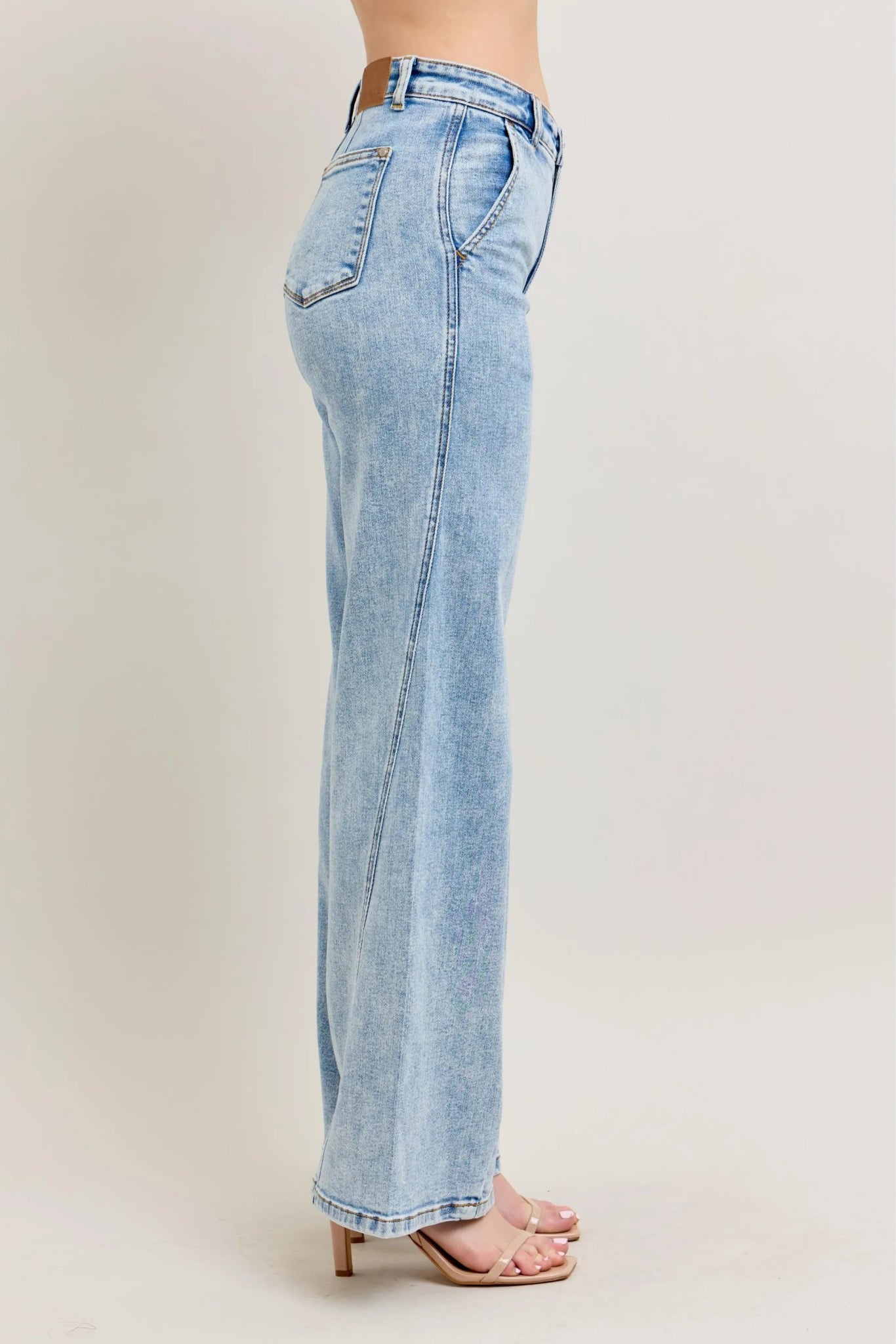 Judy Blue Full Size High Waist Wide Leg Jeans with Skewed Inseam - Bitsy Gypsy Boutique