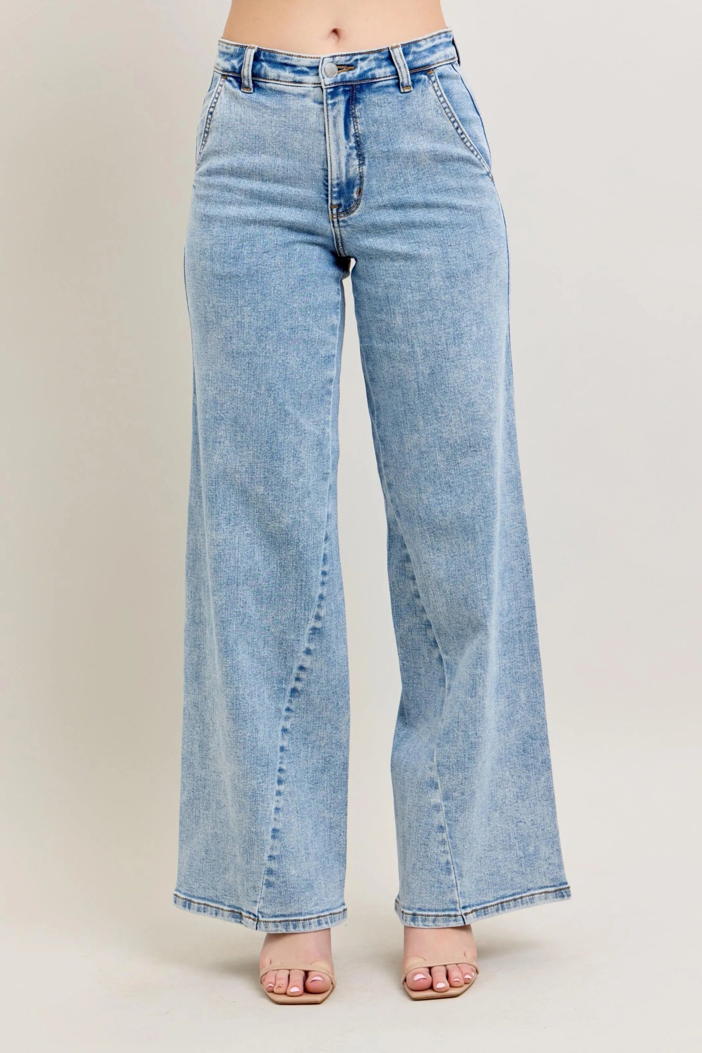 Judy Blue Full Size High Waist Wide Leg Jeans with Skewed Inseam - Bitsy Gypsy Boutique