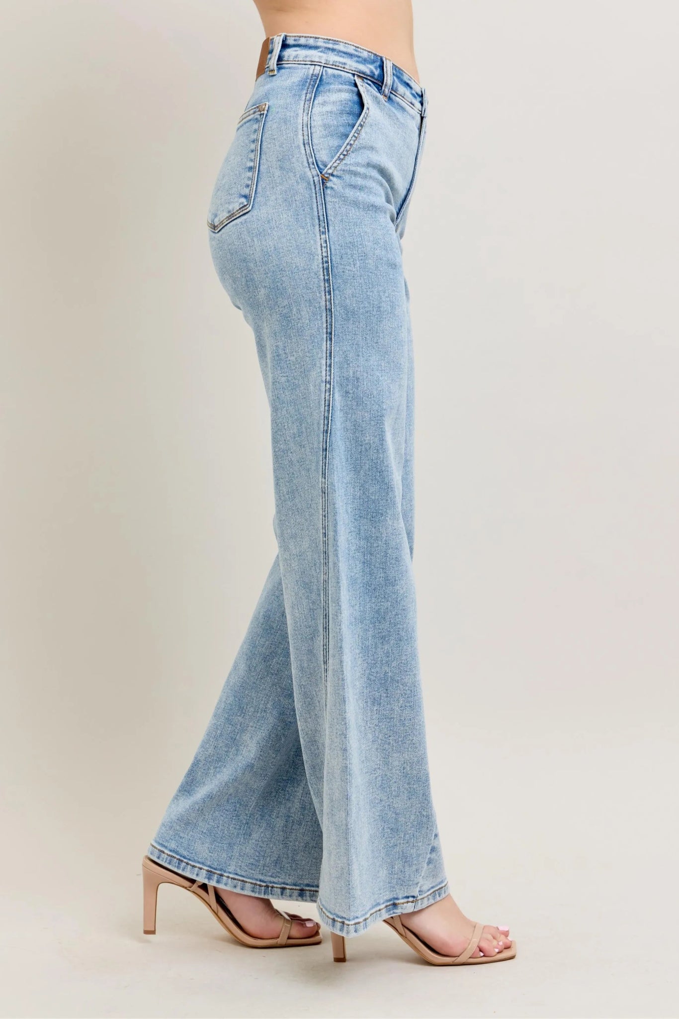 Judy Blue Full Size High Waist Wide Leg Jeans with Skewed Inseam - Bitsy Gypsy Boutique
