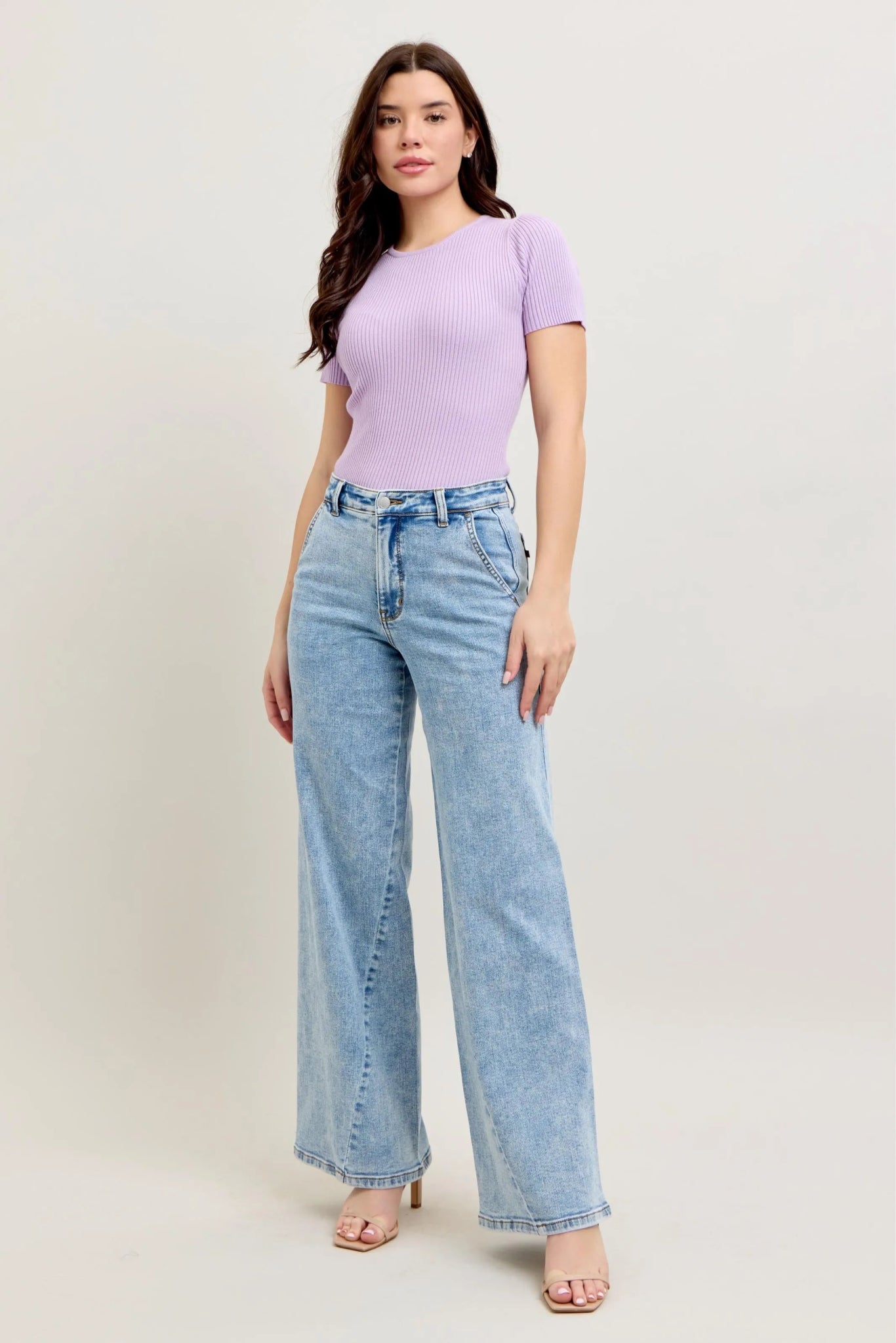 Judy Blue Full Size High Waist Wide Leg Jeans with Skewed Inseam - Bitsy Gypsy Boutique