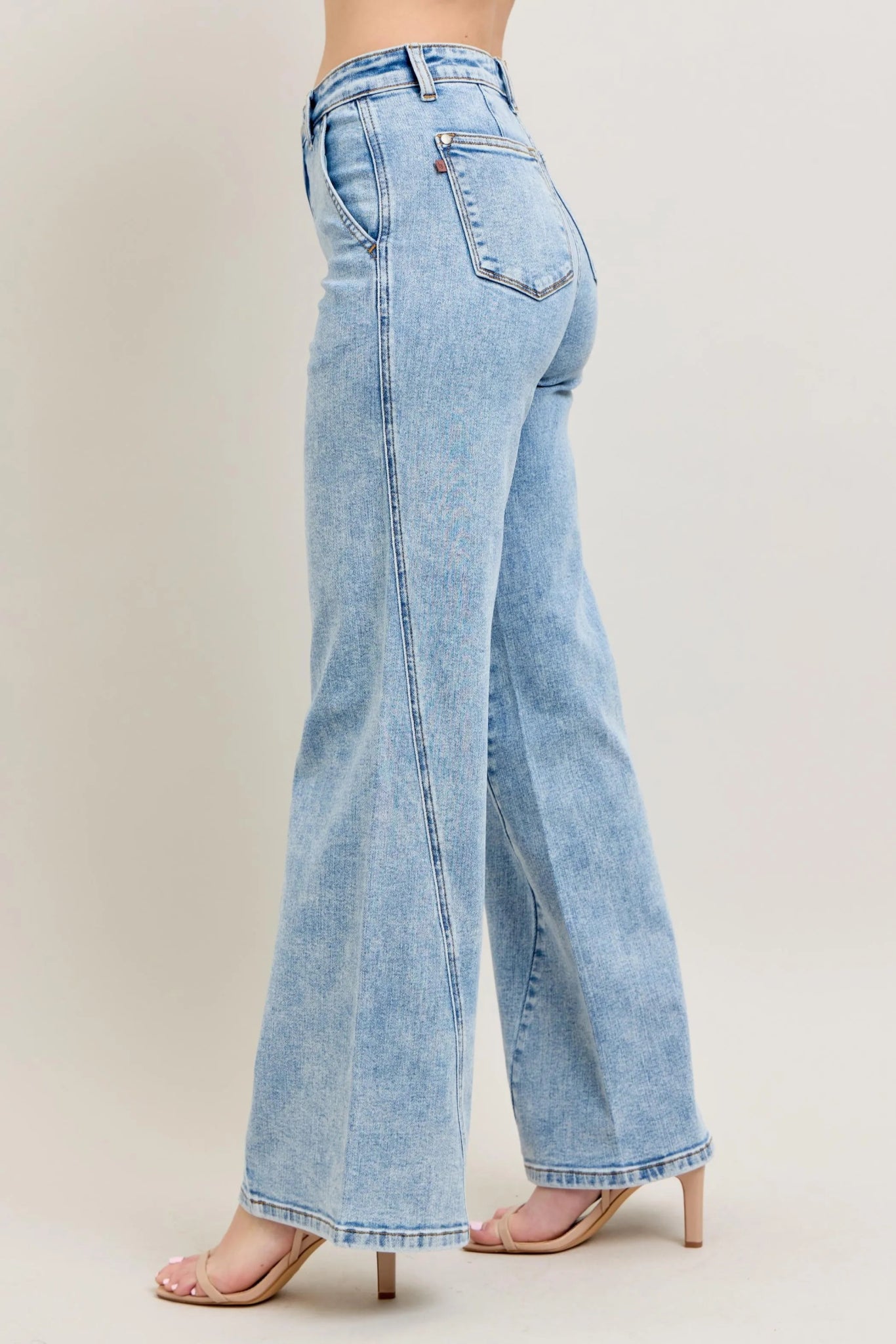 Judy Blue Full Size High Waist Wide Leg Jeans with Skewed Inseam - Bitsy Gypsy Boutique