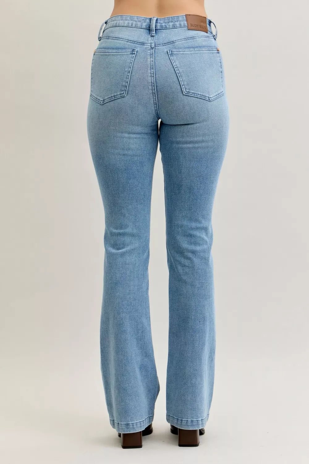 Judy Blue Full Size Mid Rise Bootcut Jeans with Contrast Wash & Front Patch Pockets Plus Size - Bitsy Gypsy Boutique
