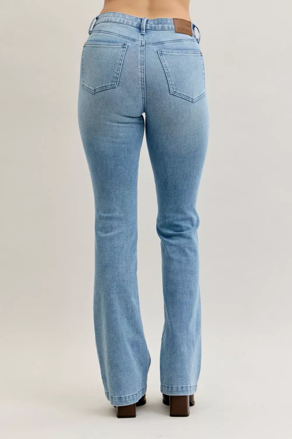 Judy Blue Full Size Mid Rise Bootcut Jeans with Contrast Wash & Front Patch Pockets Plus Size - Bitsy Gypsy Boutique