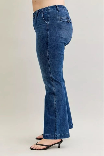 Judy Blue Full Size Mid Rise Bootcut Jeans with Welt Pockets Plus Size - Bitsy Gypsy Boutique