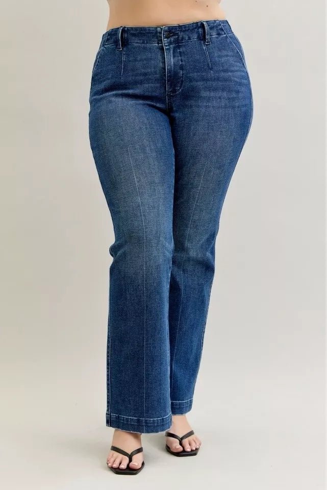 Judy Blue Full Size Mid Rise Bootcut Jeans with Welt Pockets Plus Size - Bitsy Gypsy Boutique