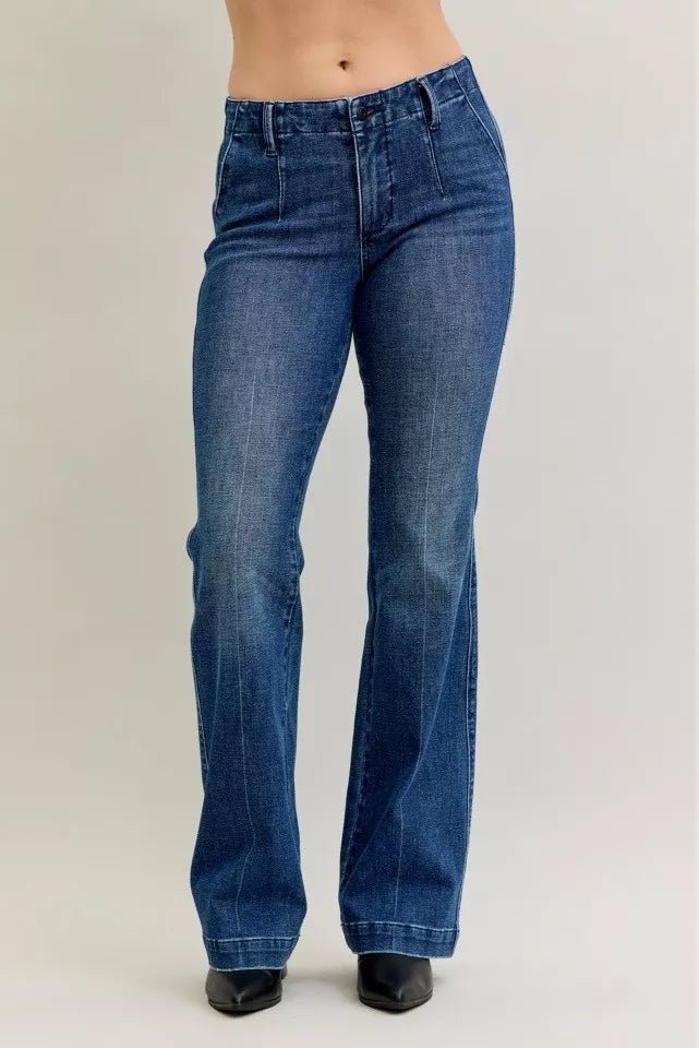Judy Blue Full Size Mid Rise Bootcut Jeans with Welt Pockets Plus Size - Bitsy Gypsy Boutique