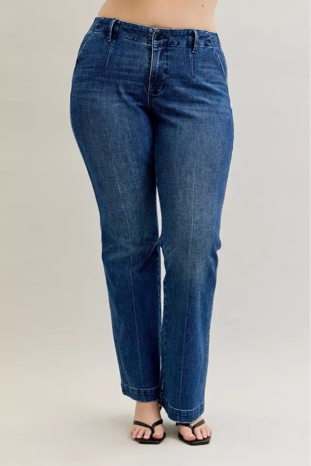 Judy Blue Full Size Mid Rise Bootcut Jeans with Welt Pockets Plus Size - Bitsy Gypsy Boutique