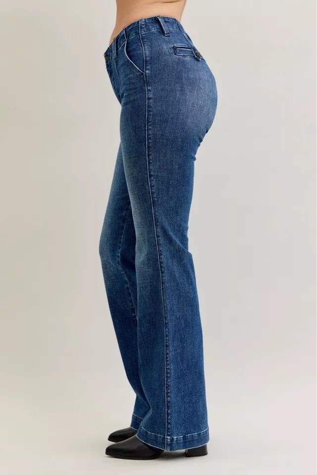 Judy Blue Full Size Mid Rise Bootcut Jeans with Welt Pockets Plus Size - Bitsy Gypsy Boutique