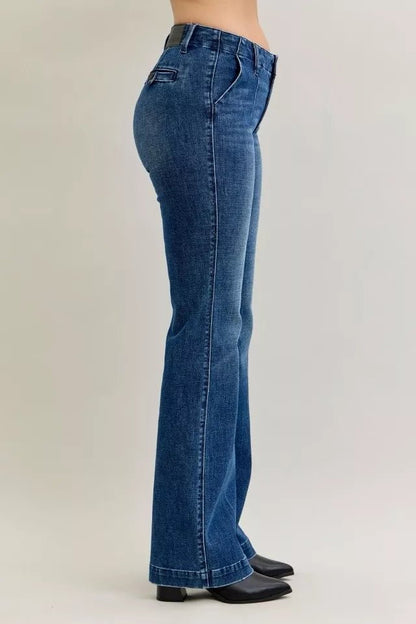 Judy Blue Full Size Mid Rise Bootcut Jeans with Welt Pockets Plus Size - Bitsy Gypsy Boutique
