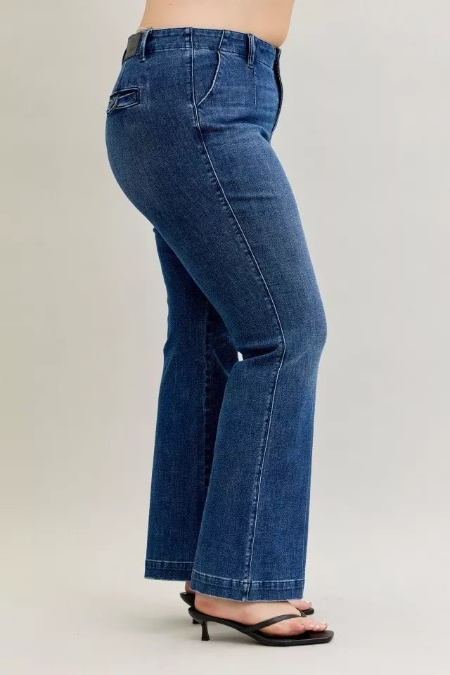 Judy Blue Full Size Mid Rise Bootcut Jeans with Welt Pockets Plus Size - Bitsy Gypsy Boutique