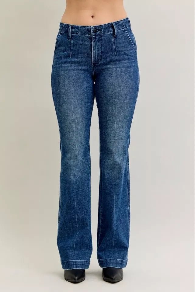 Judy Blue Full Size Mid Rise Bootcut Jeans with Welt Pockets Plus Size - Bitsy Gypsy Boutique