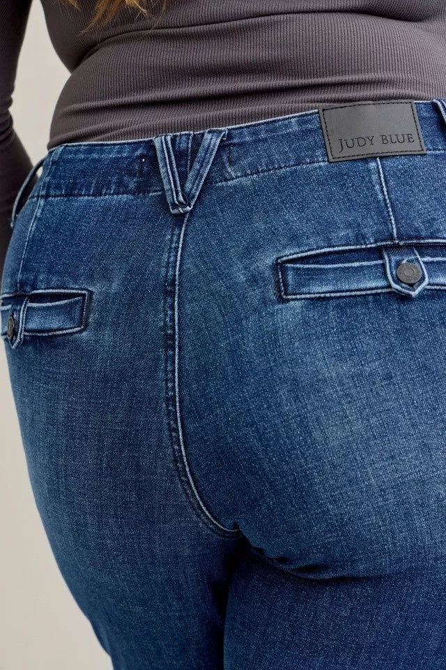 Judy Blue Full Size Mid Rise Bootcut Jeans with Welt Pockets Plus Size - Bitsy Gypsy Boutique