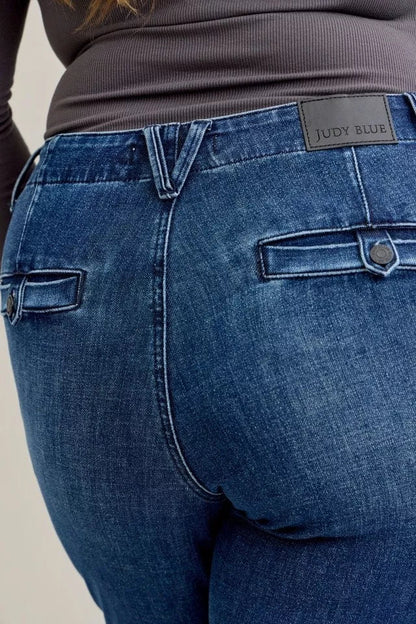 Judy Blue Full Size Mid Rise Bootcut Jeans with Welt Pockets Plus Size - Bitsy Gypsy Boutique