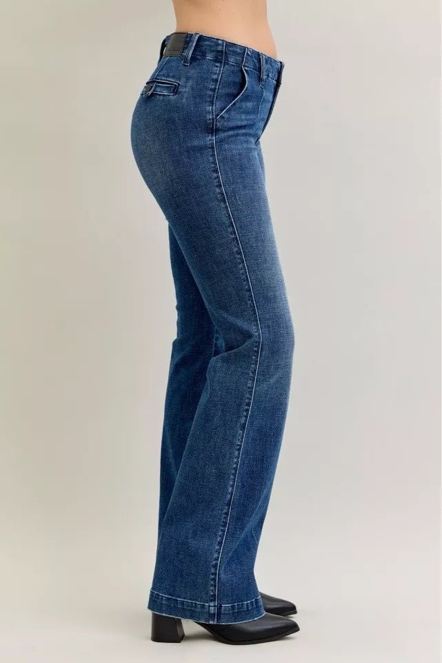 Judy Blue Full Size Mid Rise Bootcut Jeans with Welt Pockets Plus Size - Bitsy Gypsy Boutique