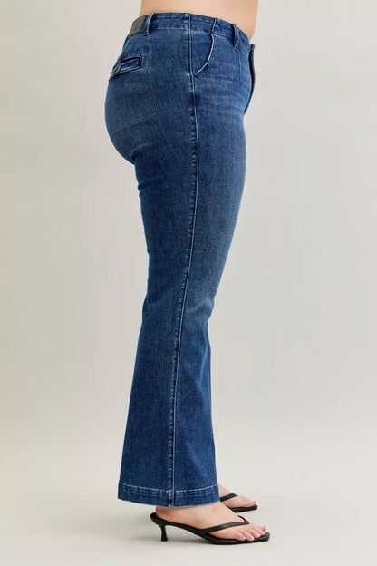 Judy Blue Full Size Mid Rise Bootcut Jeans with Welt Pockets Plus Size - Bitsy Gypsy Boutique
