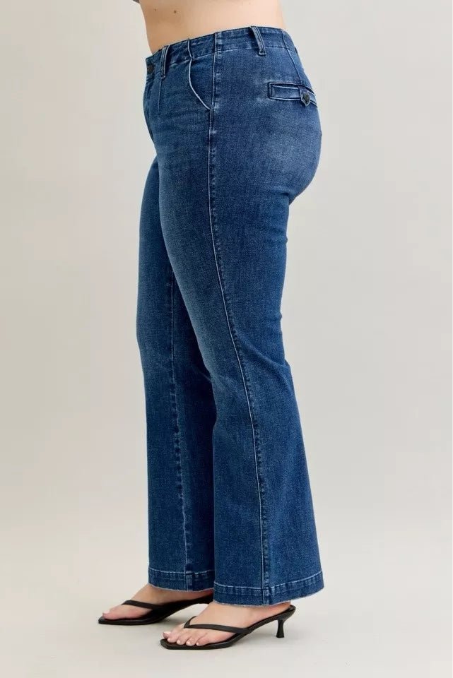 Judy Blue Full Size Mid Rise Bootcut Jeans with Welt Pockets Plus Size - Bitsy Gypsy Boutique