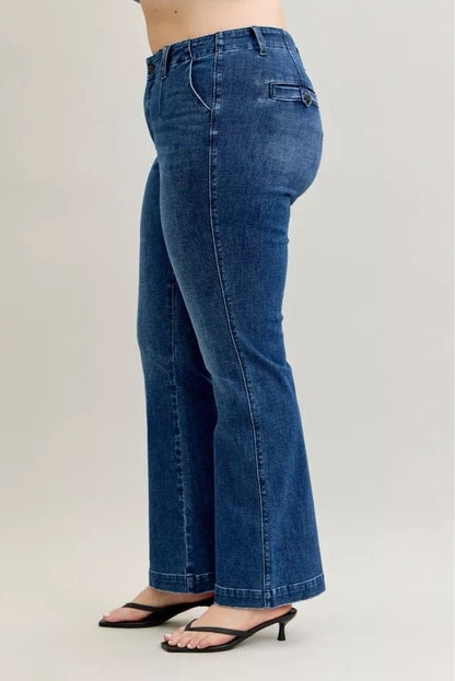 Judy Blue Full Size Mid Rise Bootcut Jeans with Welt Pockets Plus Size - Bitsy Gypsy Boutique