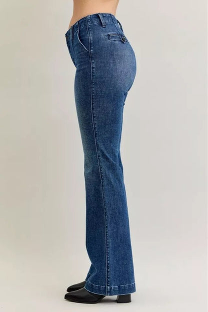 Judy Blue Full Size Mid Rise Bootcut Jeans with Welt Pockets Plus Size - Bitsy Gypsy Boutique