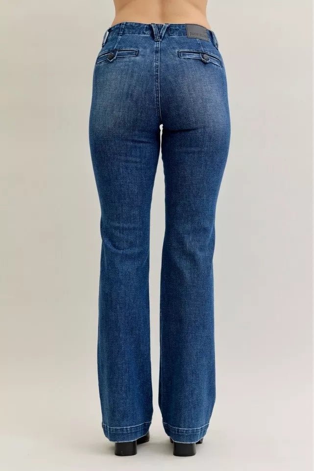 Judy Blue Full Size Mid Rise Bootcut Jeans with Welt Pockets Plus Size - Bitsy Gypsy Boutique