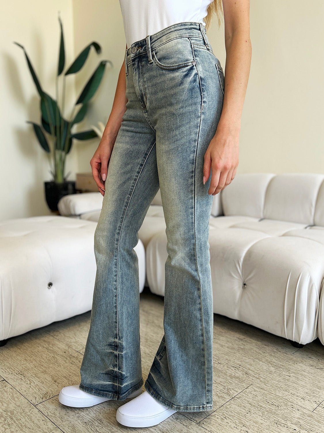 Judy Blue Full Size Mid Rise Flare Jeans - Bitsy Gypsy Boutique