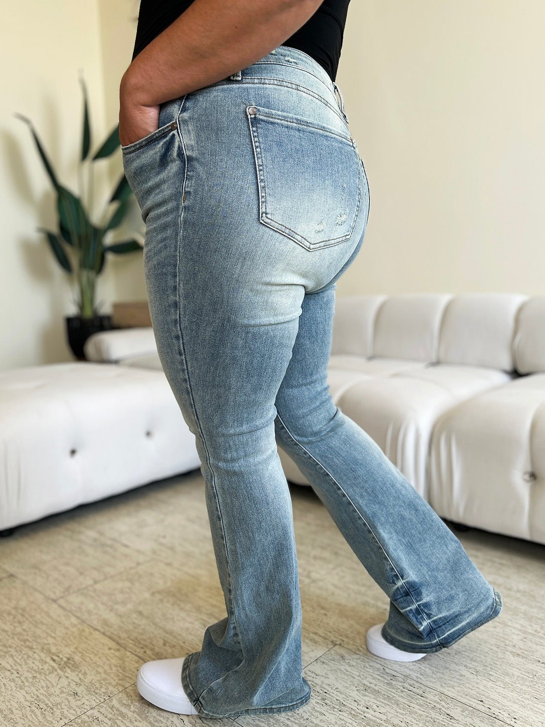 Judy Blue Full Size Mid Rise Flare Jeans - Bitsy Gypsy Boutique