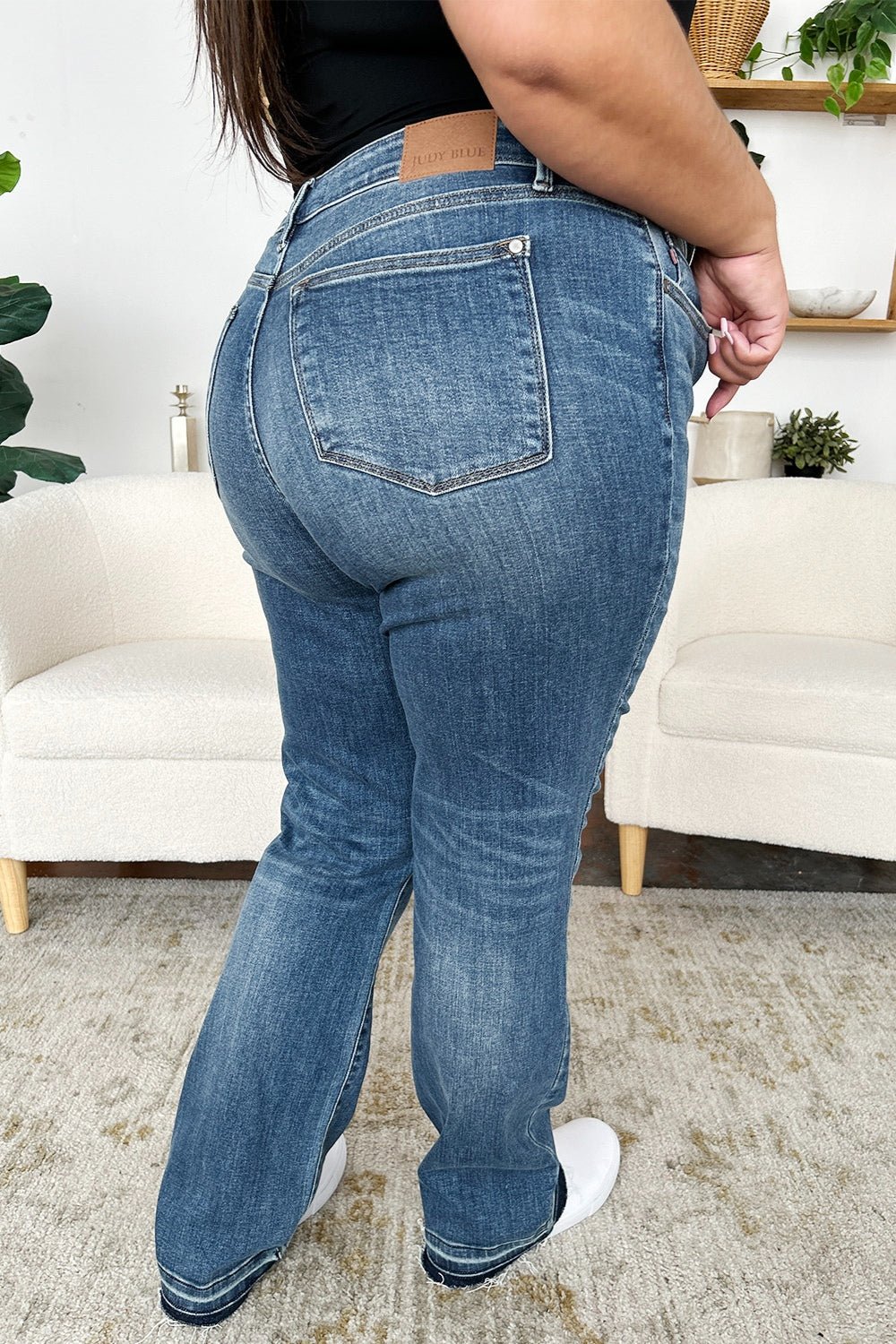 Judy Blue Full Size Mid Rise Release Hem Jeans - Bitsy Gypsy Boutique