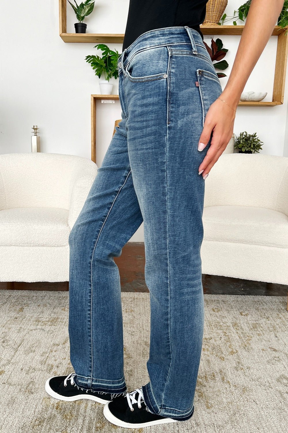 Judy Blue Full Size Mid Rise Release Hem Jeans - Bitsy Gypsy Boutique