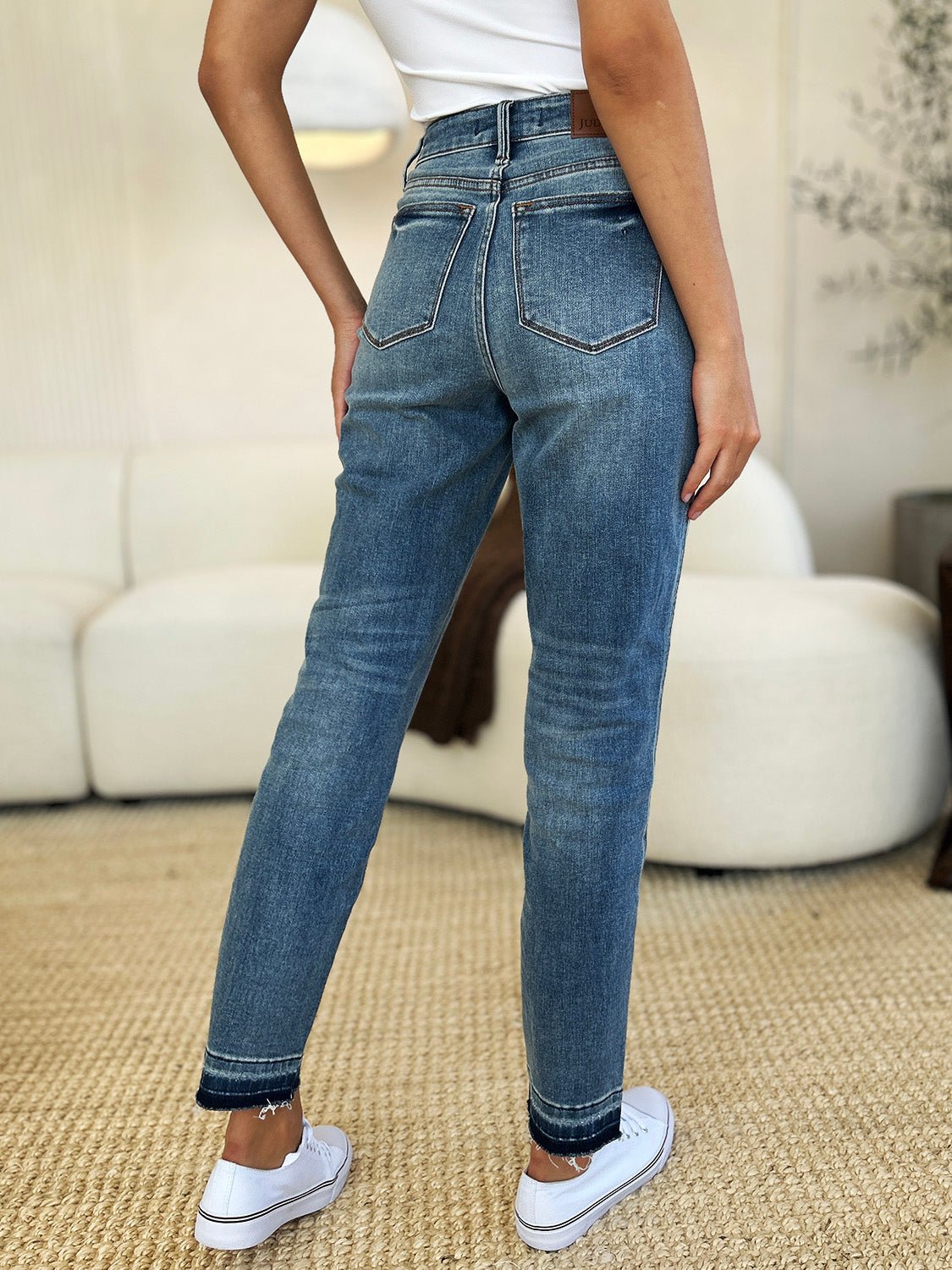 Judy Blue Full Size Mid Rise Rigid Magic Release Hem Jeans - Bitsy Gypsy Boutique