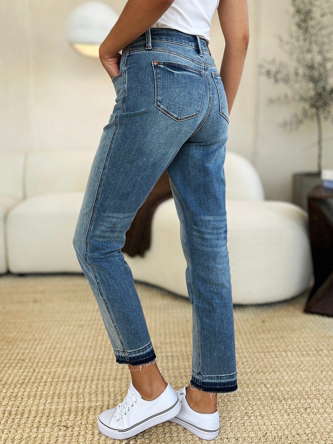 Judy Blue Full Size Mid Rise Rigid Magic Release Hem Jeans - Bitsy Gypsy Boutique