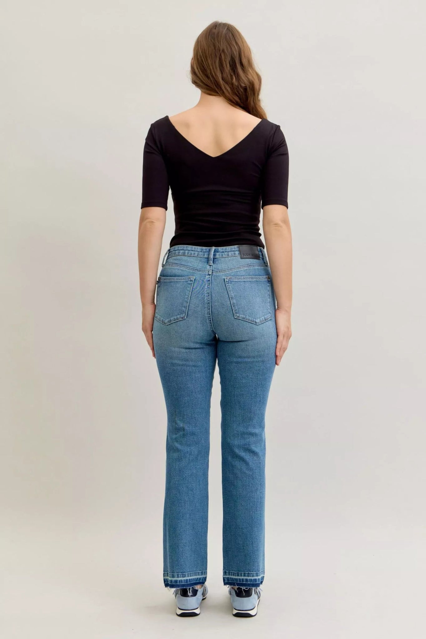 Judy Blue Full Size Mid Rise Slim Bootcut Tummy Control Release Hem Jeans Plus Size - Bitsy Gypsy Boutique